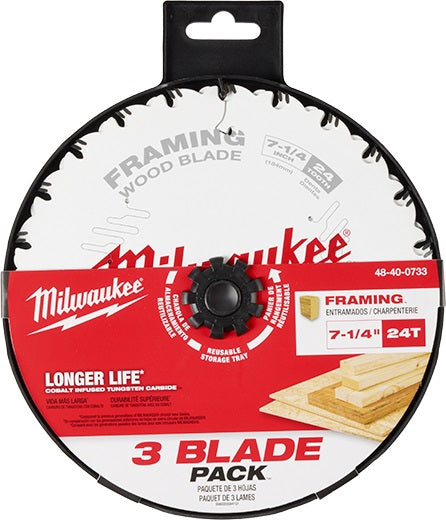 Milwaukee 7-1/4" 24T Framing Circular Saw Blade 3PK