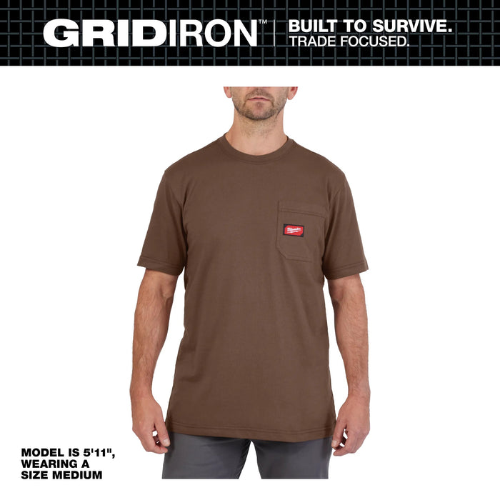 Milwaukee GRIDIRON™ Pocket T-Shirt - Short Sleeve Brown 2X