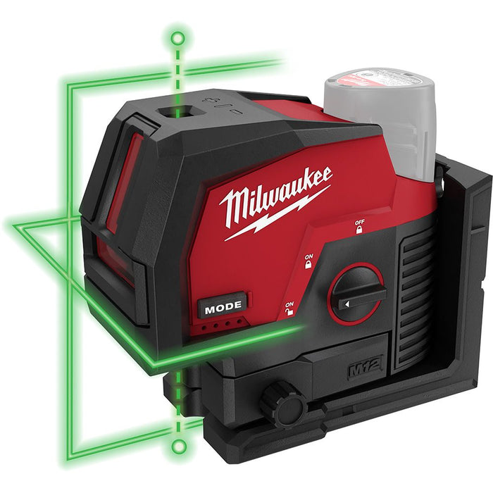 Milwaukee M12™ Green Cross Line & Plumb Points Laser