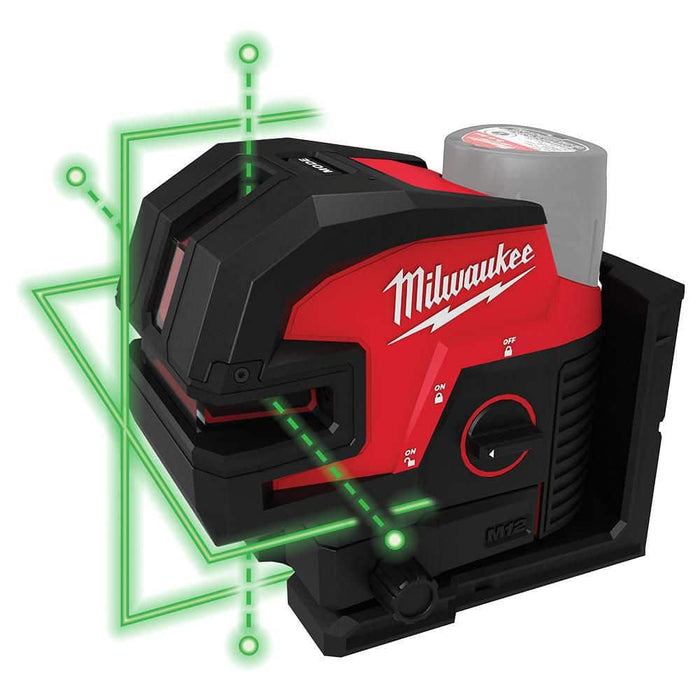 Milwaukee M12™ Green Laser – Cross Line & 4-Points