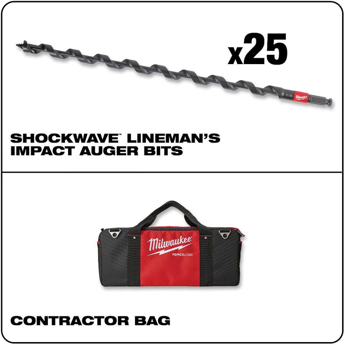 Milwaukee 11/16 in. x 18 in. Lineman's Utility Auger 25PK