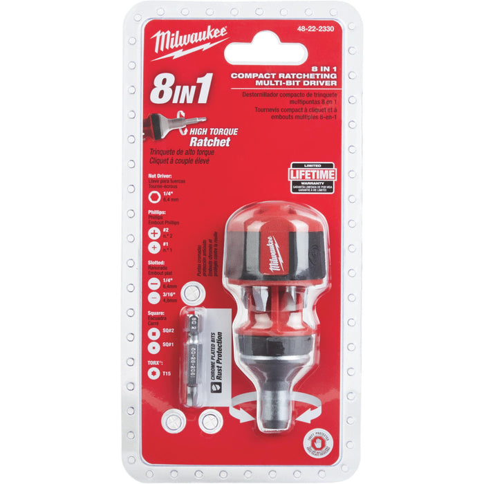 Milwaukee 8-in-1 Compact Ratcheting Multi-Bit Driver