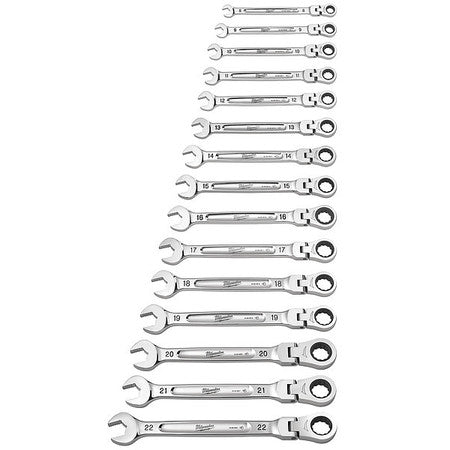 Milwaukee 15pc Metric Flex Head Ratcheting Combination Wrench Set
