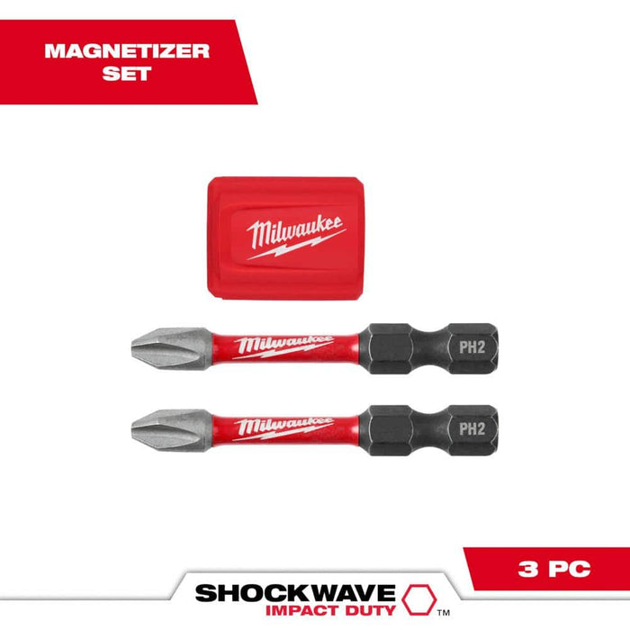 Milwaukee SHOCKWAVE Impact Duty™ Magnetic Attachment and PH2 Bit Set - 3PC