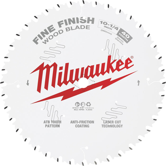 Milwaukee 10-1/4 in. 40T Fine Finish Circular Saw Blade