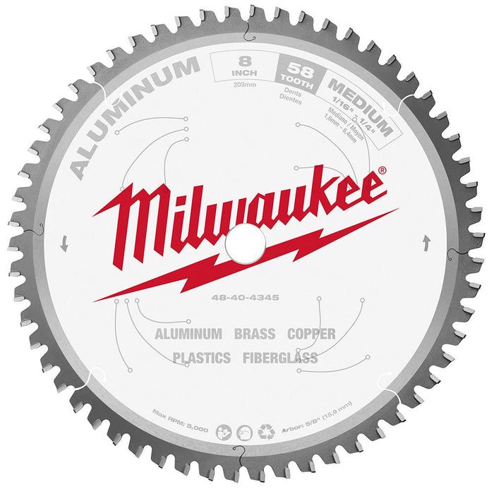 Milwaukee 8 in. Aluminum Cutting Circular Saw Blade