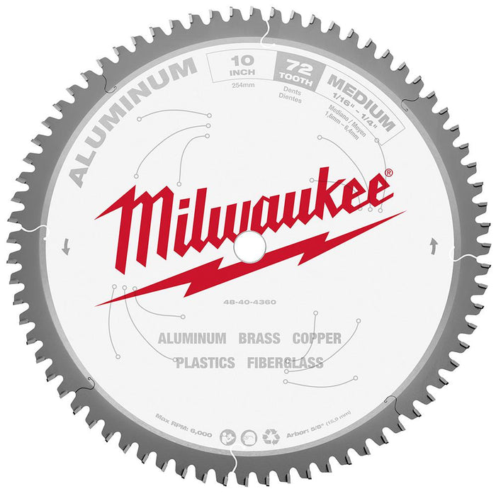 Milwaukee 10 in. Aluminum Cutting Circular Saw Blade