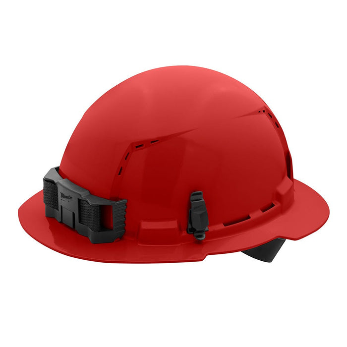 Milwaukee Red Full Brim Vented Hard Hat w/4pt Ratcheting Suspension - Type 1, Class C