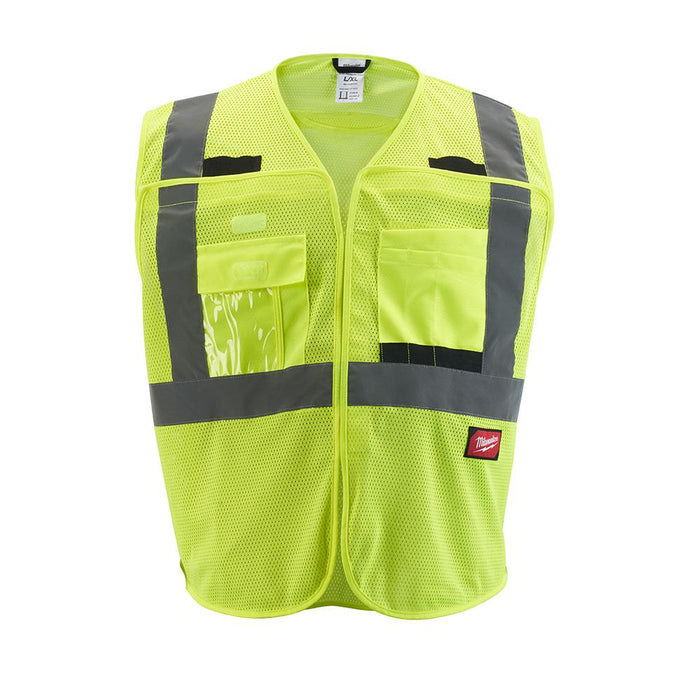 Milwaukee Class 2 Breakaway High Visibility Yellow Mesh Safety Vest - L/XL