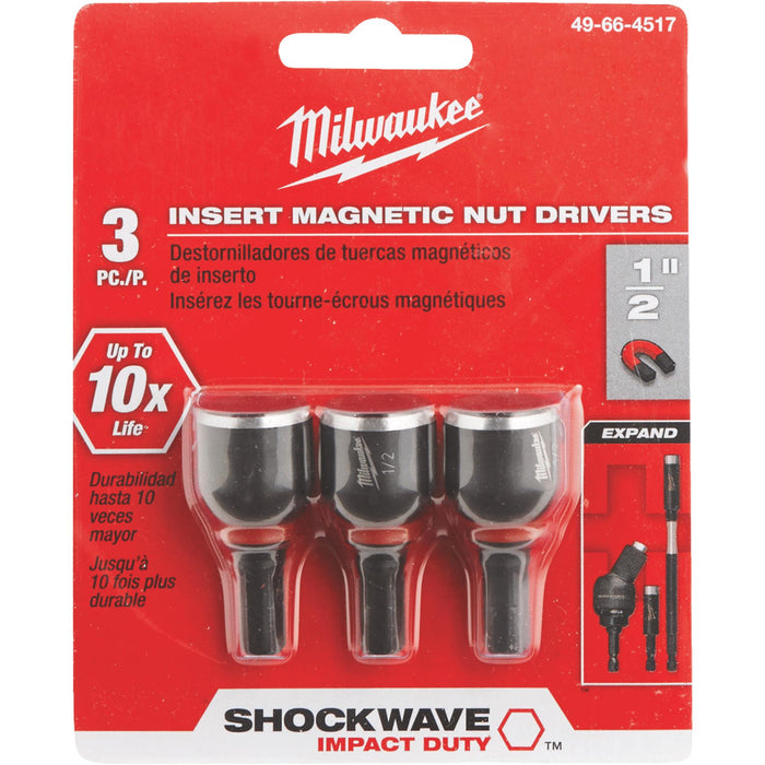 Milwaukee SHOCKWAVE Impact Duty™ 1/2” Insert Magnetic Nut Driver 3PK