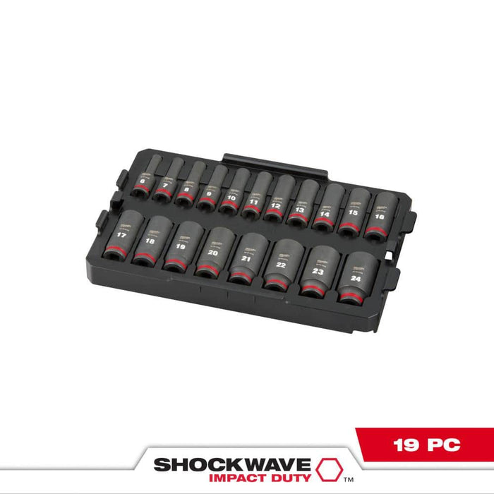 Milwaukee SHOCKWAVE™ Impact Duty™ Socket 3/8” Dr 19PC MM Tray Set