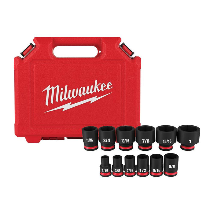 Milwaukee 12PC SHOCKWAVE™ Impact Duty™ 3/8" Drive SAE Standard 6 Point Socket Set