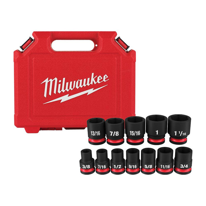 Milwaukee 12PC SHOCKWAVE™ Impact Duty™ 1/2" Drive SAE Standard 6 Point Socket Set