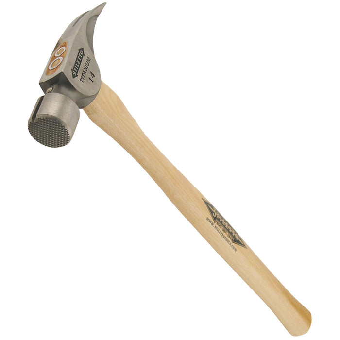 Milwaukee 14 oz Titanium Milled Face Hammer with 18 in. Straight Hickory Handle