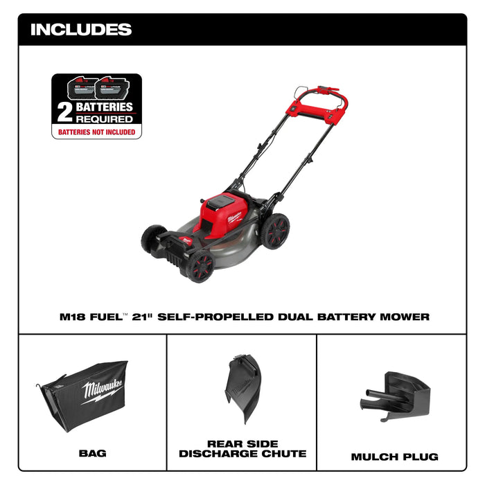 Milwaukee M18 FUEL™ 21" Self-Propelled Dual Battery Mower