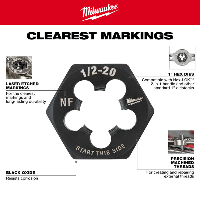 Milwaukee M11-1.50 mm 1-Inch Hex Threading Die