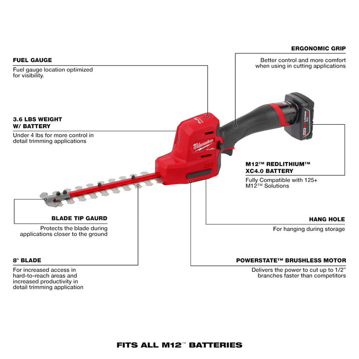 Milwaukee M12 FUEL™ 8" Hedge Trimmer