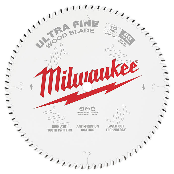 Milwaukee 10 in. 80T Ultra Fine Finish Circular Saw Blade