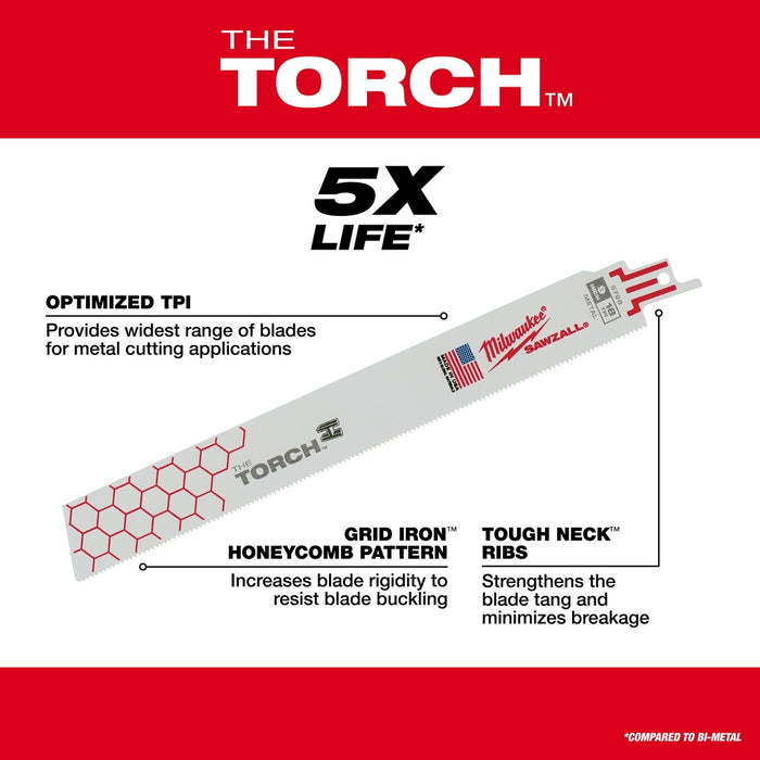 Milwaukee 12 in. 18 TPI THE TORCH™ SAWZALL® Blade 5PK