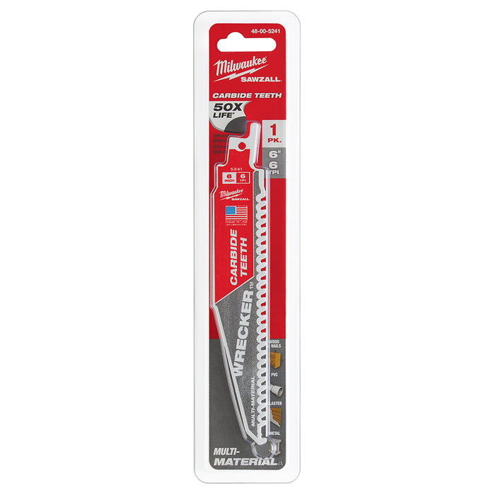 Milwaukee 6" 6 TPI THE WRECKER™ with Carbide Teeth SAWZALL® Blade 1PK