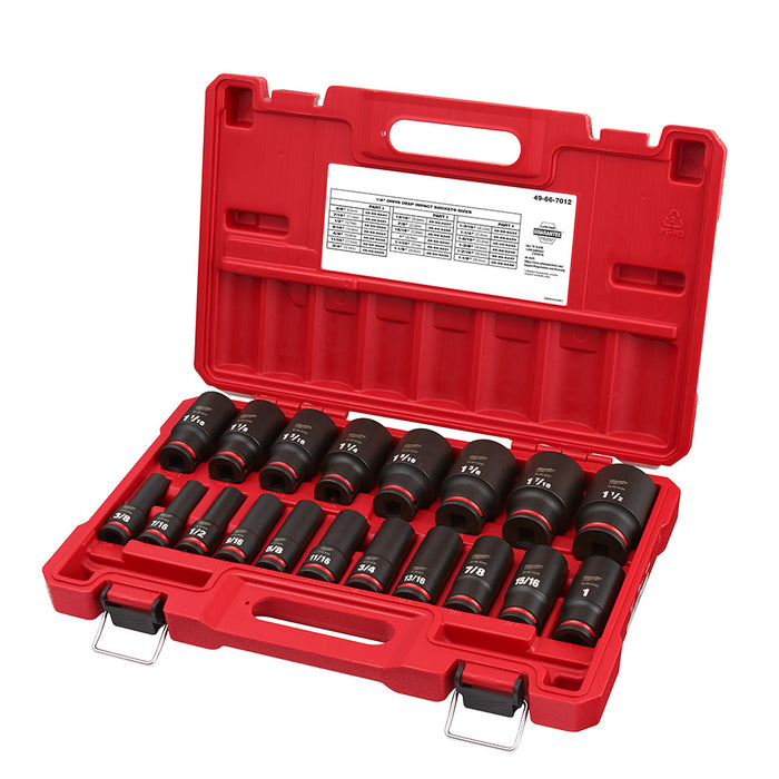 Milwaukee 19PC SHOCKWAVE™ Impact Duty™ 1/2" Drive SAE Deep 6 Point Socket Set