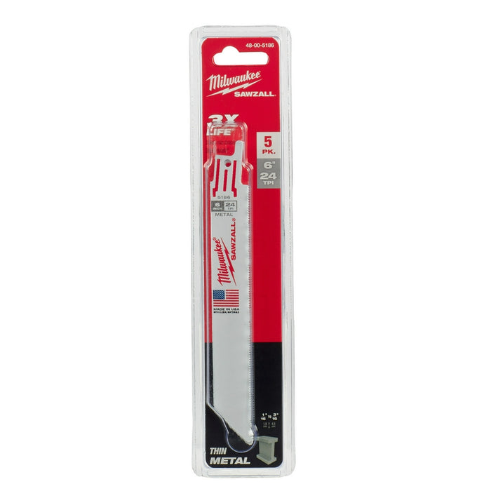 Milwaukee 6 in. 24 TPI Thin Kerf SAWZALL® Blades 5PK