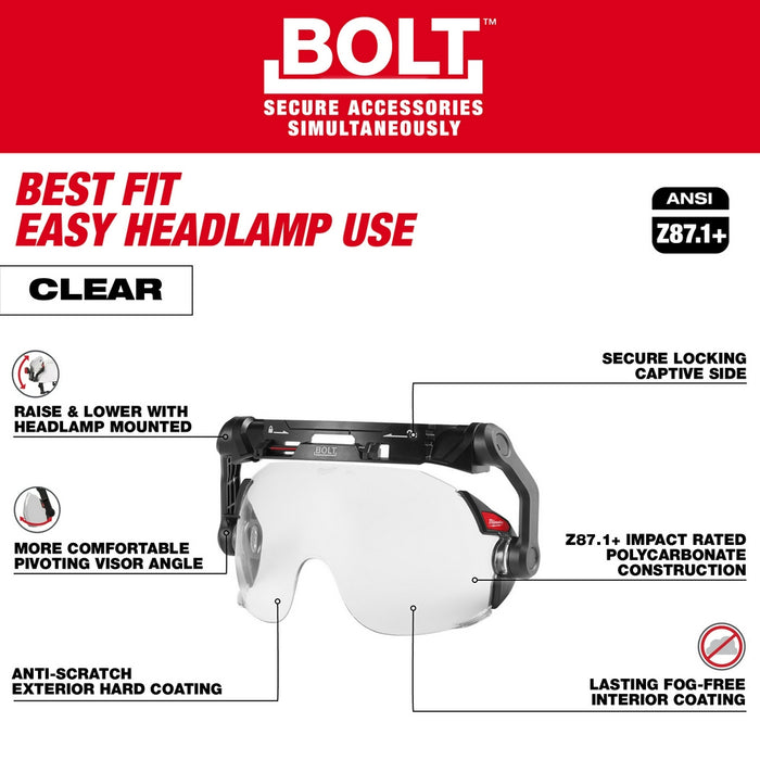 Milwaukee BOLT™ Eye Visor - Clear Dual Coat Lens (Compatible with Milwaukee® Safety Helmets)