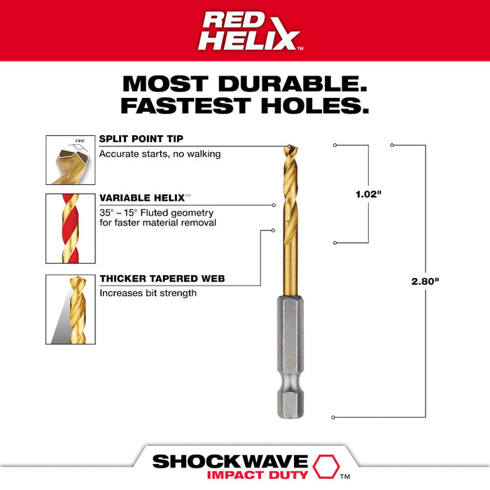 Milwaukee 5/32 in. Titanium SHOCKWAVE™ Drill Bit