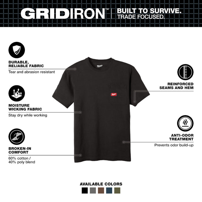 Milwaukee GRIDIRON™ Pocket T-Shirt - Short Sleeve Black M