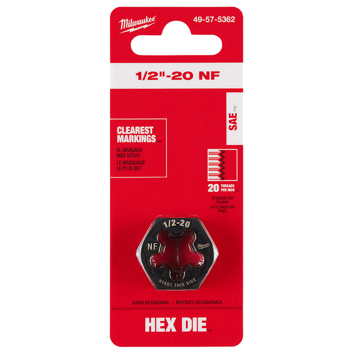 Milwaukee 1/2"-20 NF 1-Inch Hex Threading Die