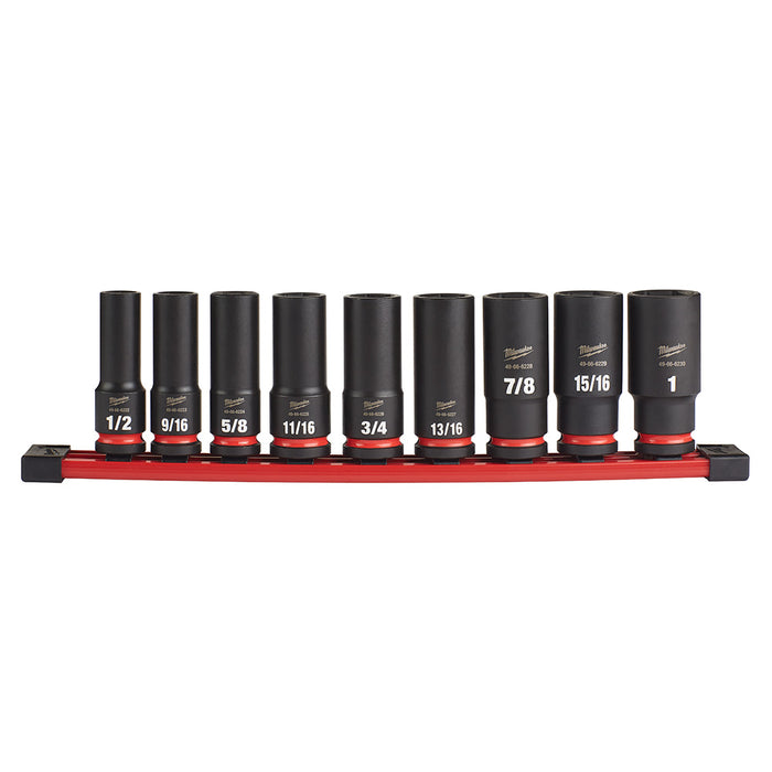 Milwaukee 9PC SHOCKWAVE™ Impact Duty™ 1/2" Drive SAE Deep 6 Point Socket Set