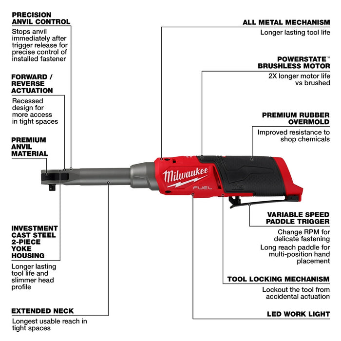 Milwaukee M12 FUEL™ 1/4" Extended Reach High Speed Ratchet