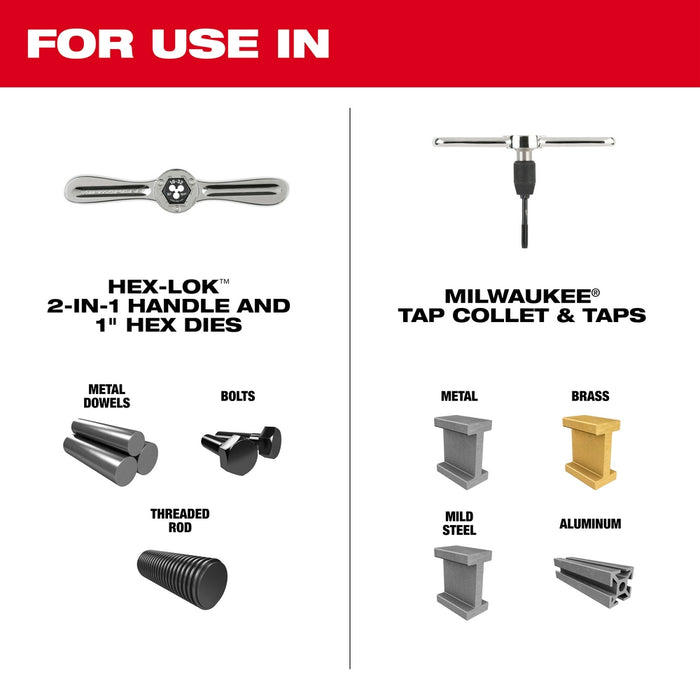 Milwaukee Hex-LOK™ 2-in-1 Tap and Die Threading Handle & Tap Collet