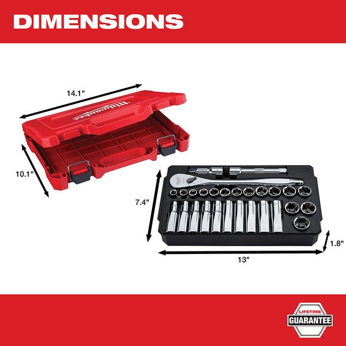 Milwaukee 28 pc. 1/2 in. Socket Wrench Set (Metric)