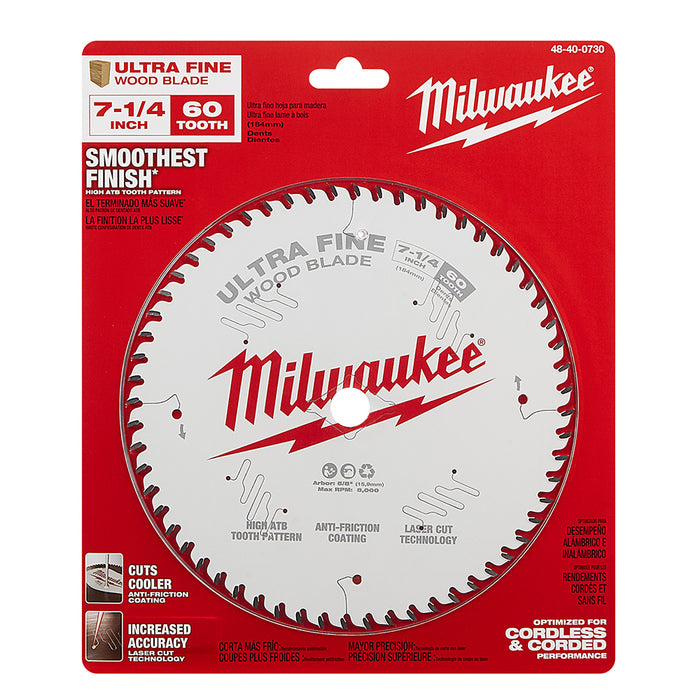 Milwaukee 7-1/4 in. 60T Ultra Fine Finish Circular Saw Blade