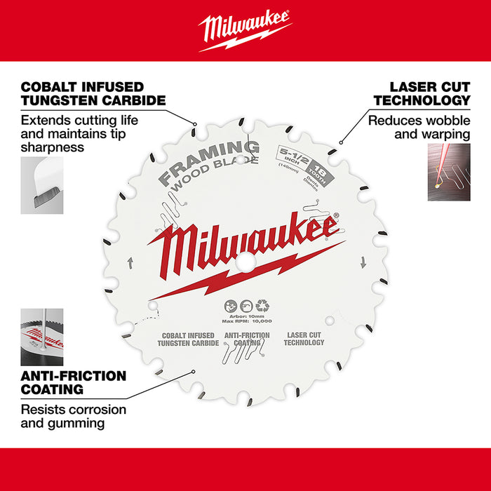 Milwaukee 5-1/2 in. 18T Framing Circular Saw Blade