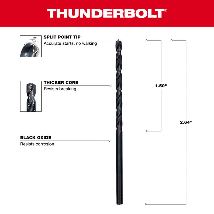 Milwaukee 7/64 in. Thunderbolt® Black Oxide Drill Bit