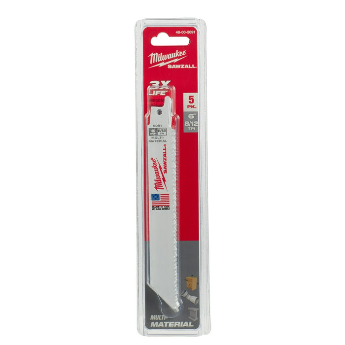 Milwaukee 6 in. 8/12 TPI SAWZALL® Blades 5PK