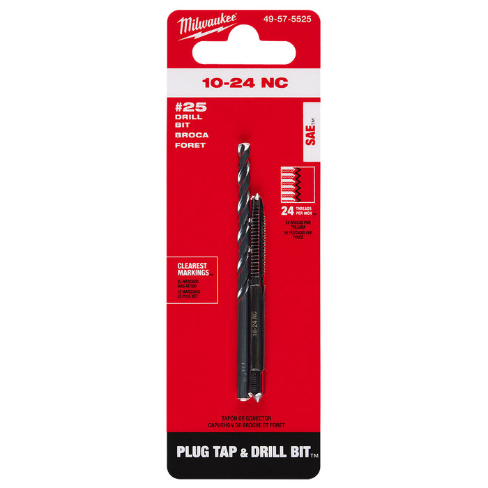 Milwaukee 10-24 NC Straight Flute Plug Tap & #25 Drill Bit