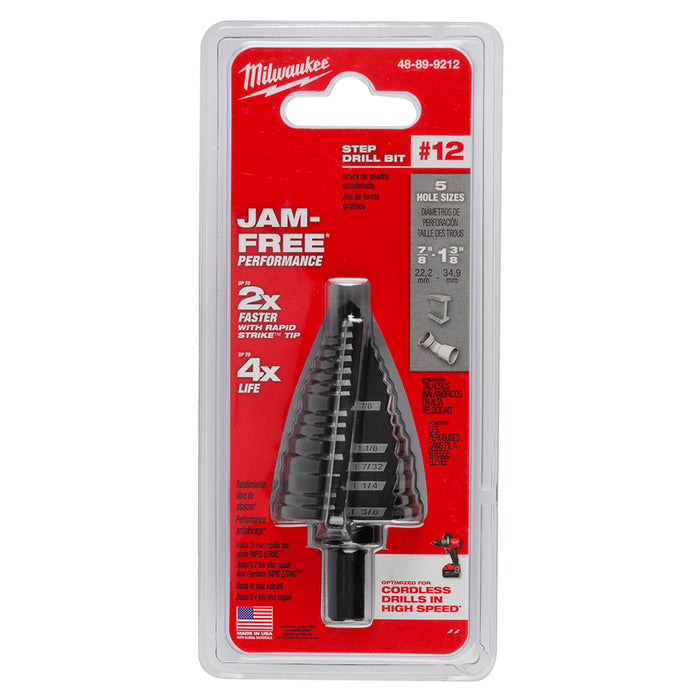 Milwaukee #12 Step Drill Bit, 7/8 in. to 1-3/8 in.