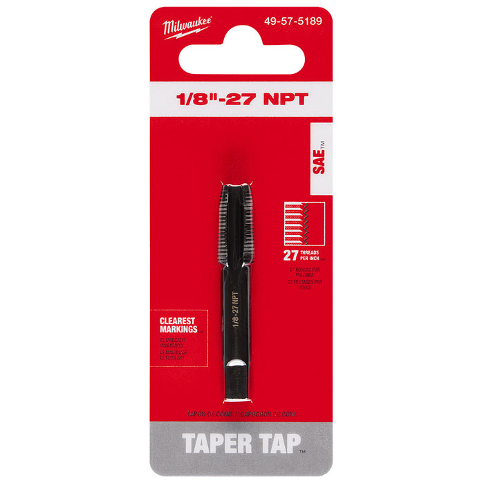 Milwaukee 1/8"-27 NPT Straight Flute Taper Tap