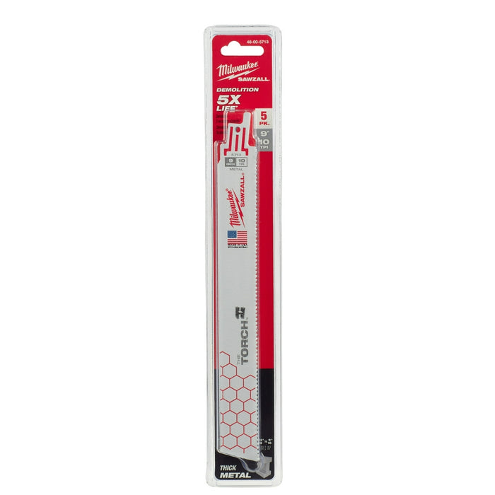 Milwaukee 9 in. 10 TPI THE TORCH™ SAWZALL® Blades 5PK