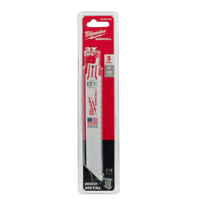 Milwaukee 6 in. 18TPI SAWZALL Blade 5PK