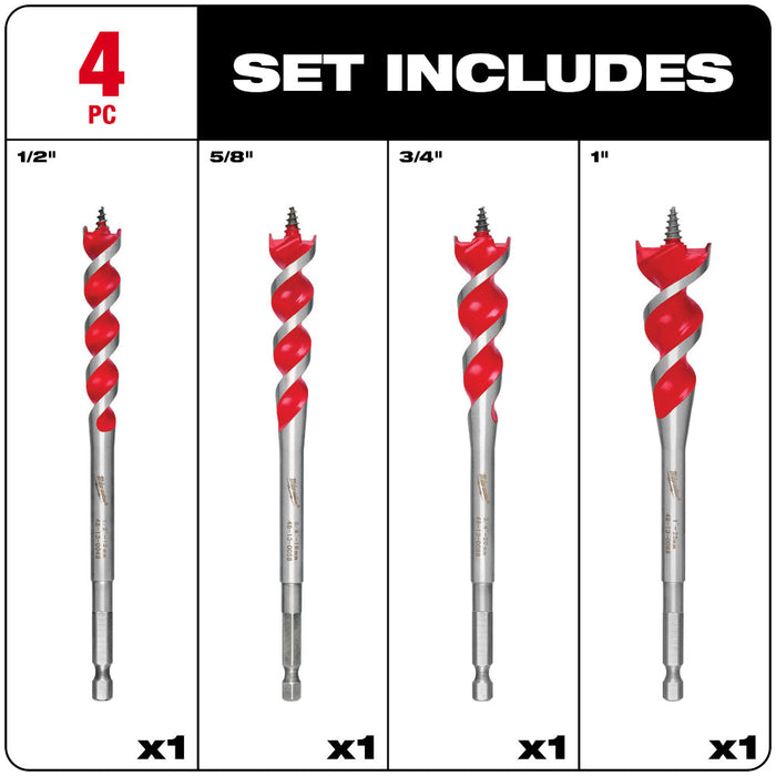 Milwaukee 4 Pc Speed Feed™ Wood Bit Set