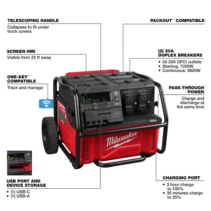 Milwaukee  ROLL-ON™ 7200W/3600W 2.5kWh Power Supply