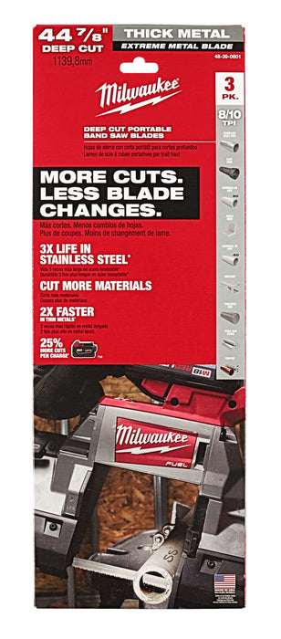 Milwaukee Extreme Thick Metal Band Saw Blades 3PK Deep Cut