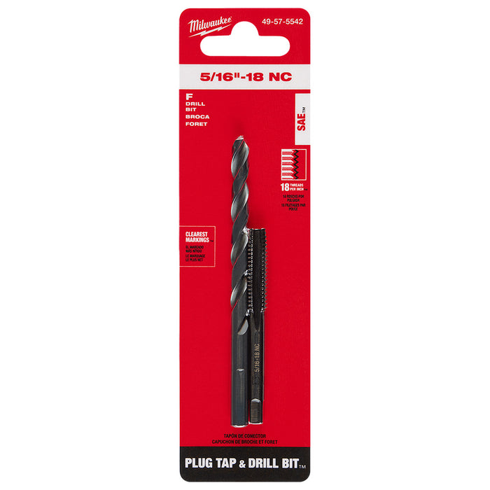 Milwaukee 5/16"-18 NC Straight Flute Plug Tap & F Drill Bit