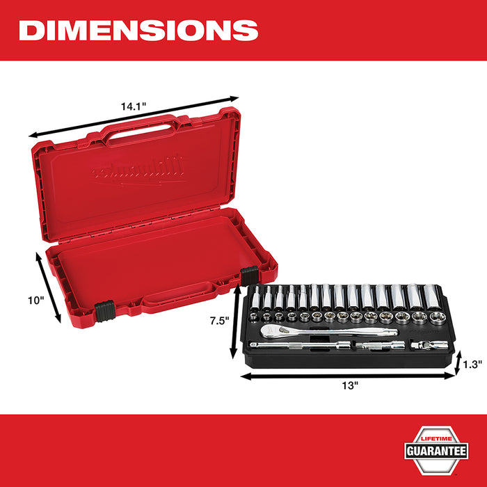 Milwaukee 3/8 in. Drive 32 pc. Ratchet & Socket Set - Metric