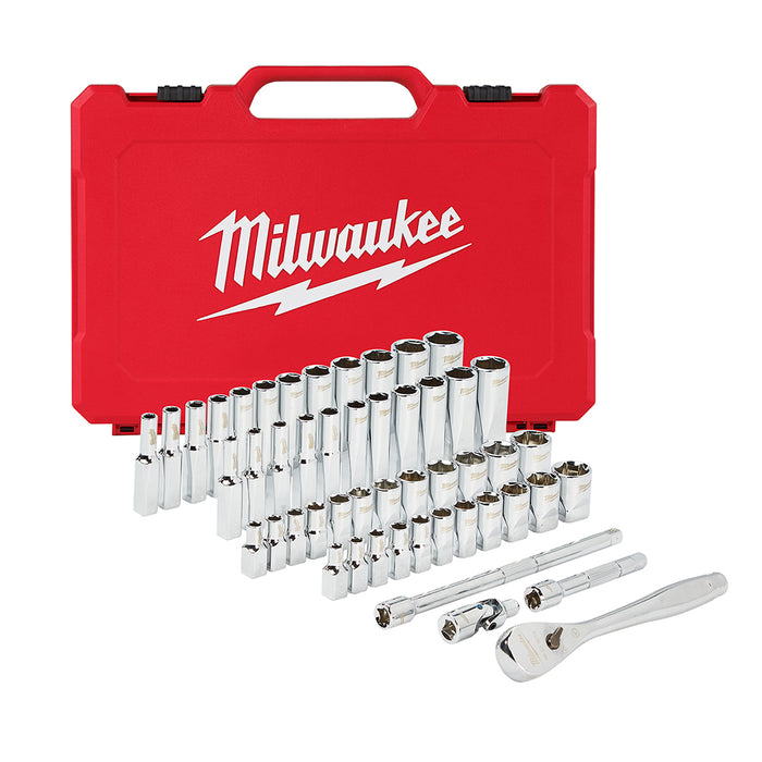 Milwaukee 1/4 in. Drive 50 pc. Ratchet & Socket Set - SAE & Metric