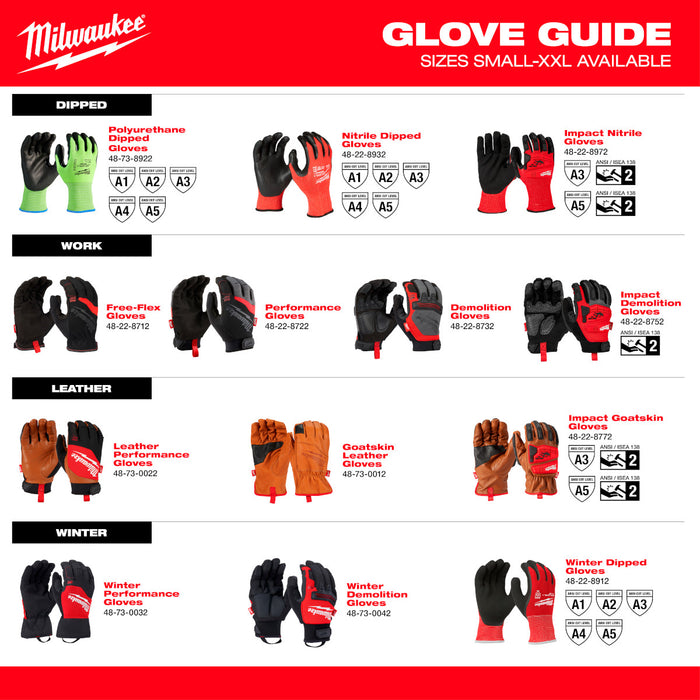 Milwaukee Cut Level 3 High Dexterity Polyurethane Dipped Gloves - L